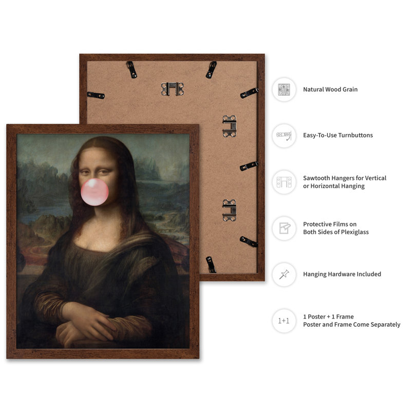 Portrait altéré de la Joconde No8, Poster, 18"H x 24"W, Brown Framed