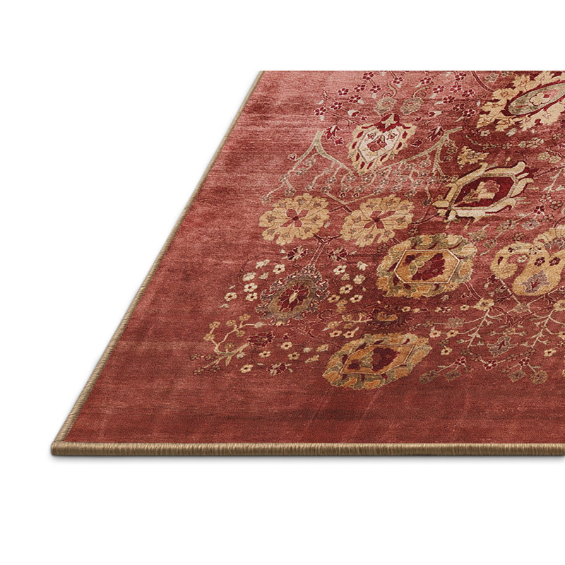 Tapis à motif floral rose, Rectangle 5 pi x 8 pi
