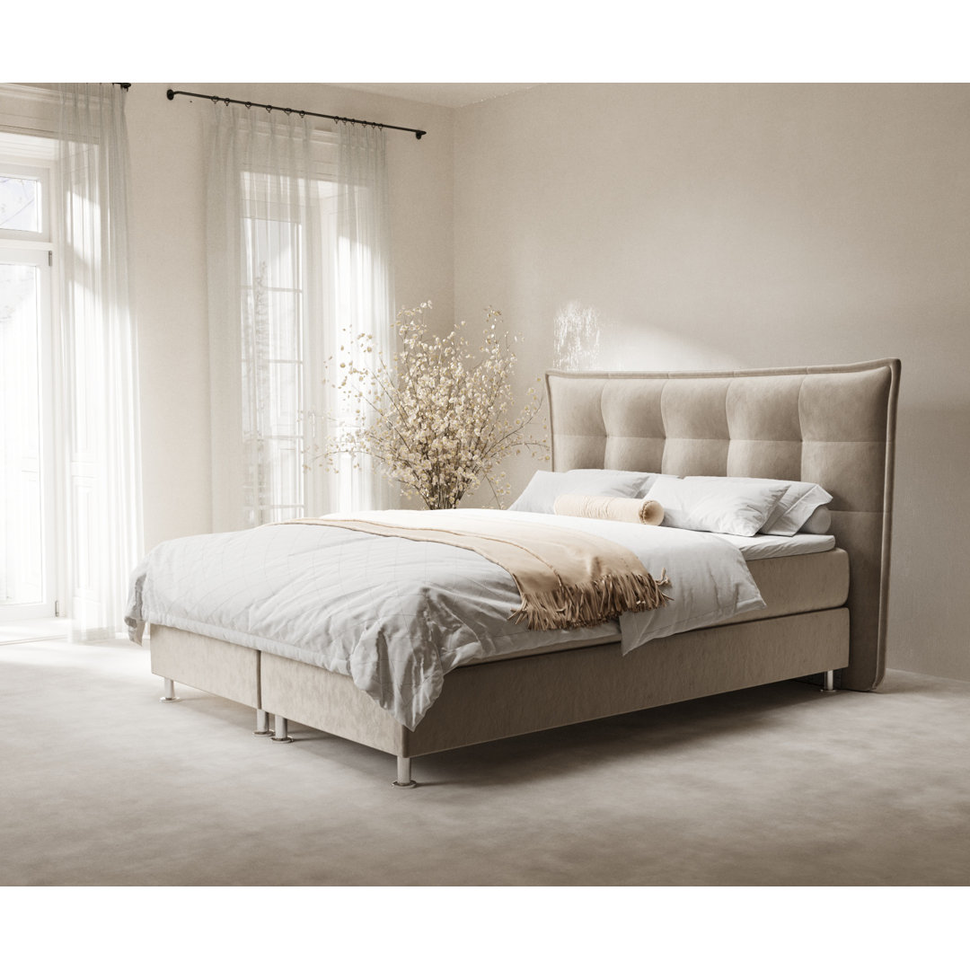 Echtes Boxspringbett Elisio mit Zwei Matratzen und Topper