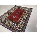 Hand Knotted Wool Geometric Area Rug in Pink