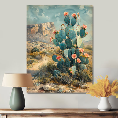 Green Yellow Gardian Of The Desert Cactus II - Floral Cactus Wall Art