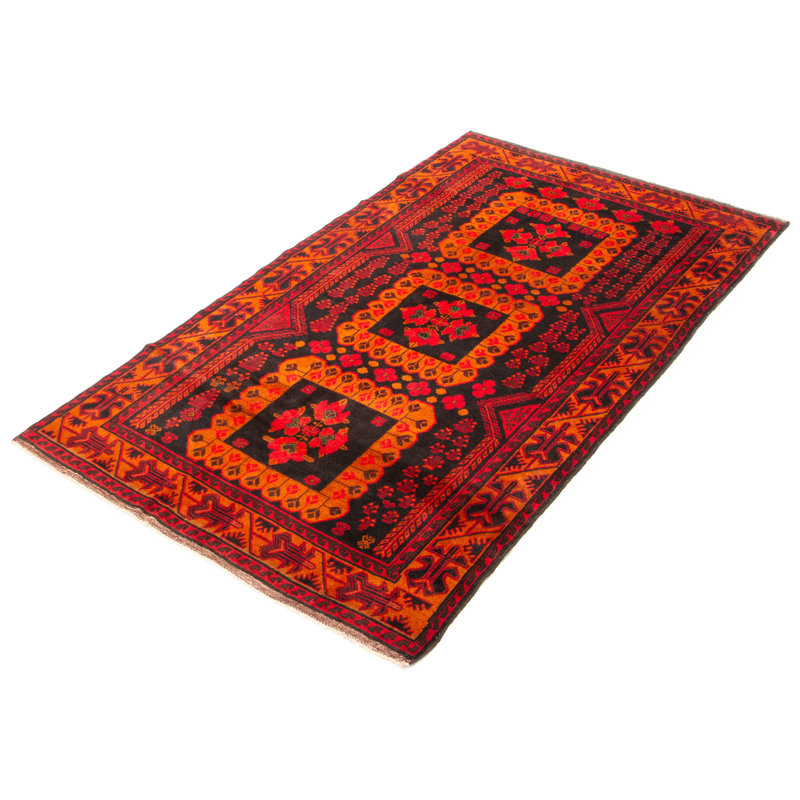 Tapis noir Teimani 4 pi 5 po x 7 pi 9 po