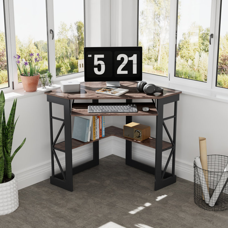 Lambrecht Corner Computer Desk, Dark Brown