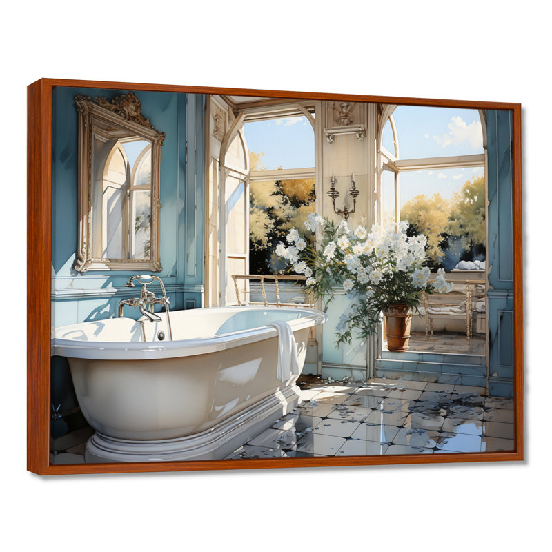 Bathroom Bathroom Reflections Of I - Impression sur toile encadrée, H 30 po x l 40 po x P 1,5 po, Cadre flottant brun