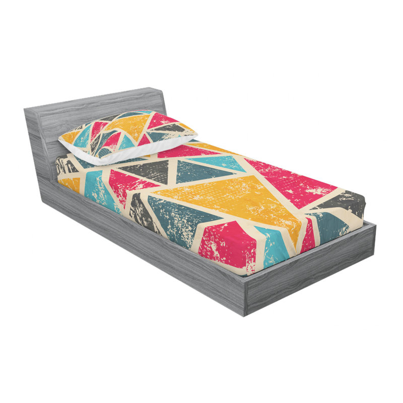 Ensemble de draps géométriques Funk, Ensemble de draps pour lit simple avec drap-housse