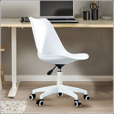 Chaise de bureau, chaise pivotante réglable en plastique sans accoudoirs