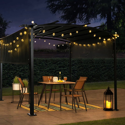 Pergola d'extérieur à structure en acier - 12 x 9 pi, auvent rétractable pour les fêtes de jardin et les événements 12 x 9 pi, pavillon de jardin, pique-nique dans la cour