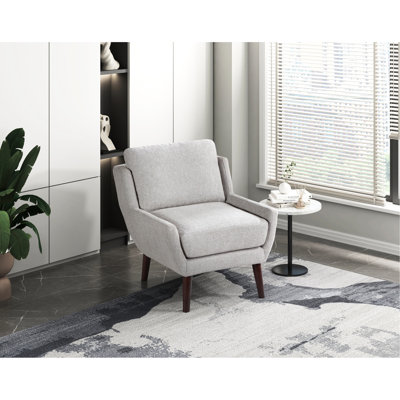 Fauteuil d'appoint contemporain gris, revêtement en chenille, structure en contreplaqué, housses de coussin amovibles, capacité de poids de 300 lb, mousse haute densité, coussins de dossier et de siège réversibles, pieds en bois massif, assemblage