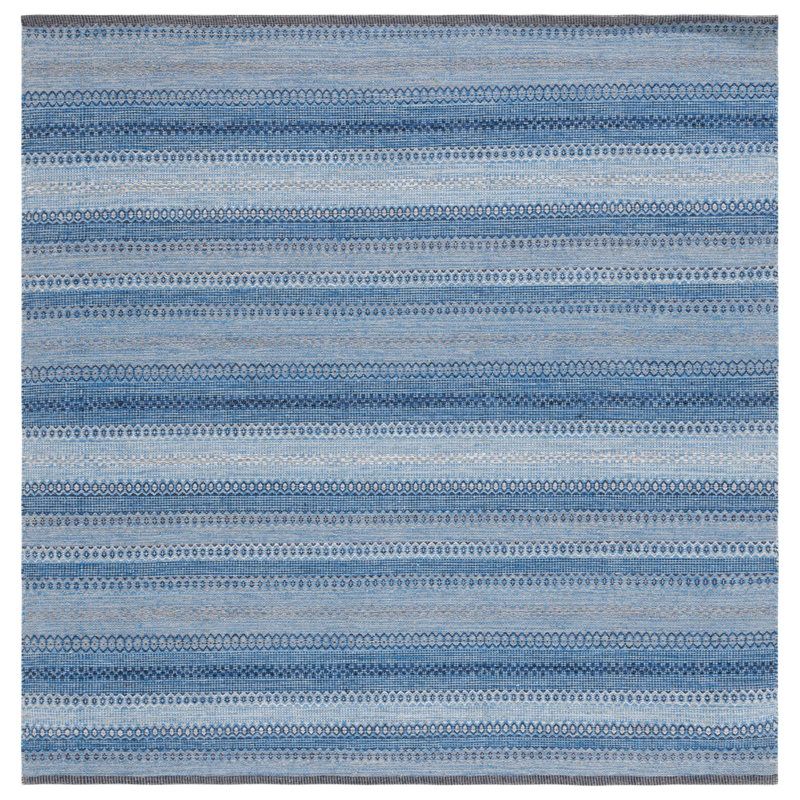Montauk Flat Weave Cotton Striped Rug, Square 6'