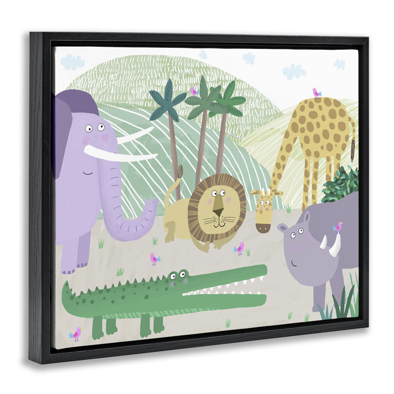 Cadre flottant Jungle Savannah, design par Carla Daly, H 25 po x l 31 po, Cadre flottant noir de jais