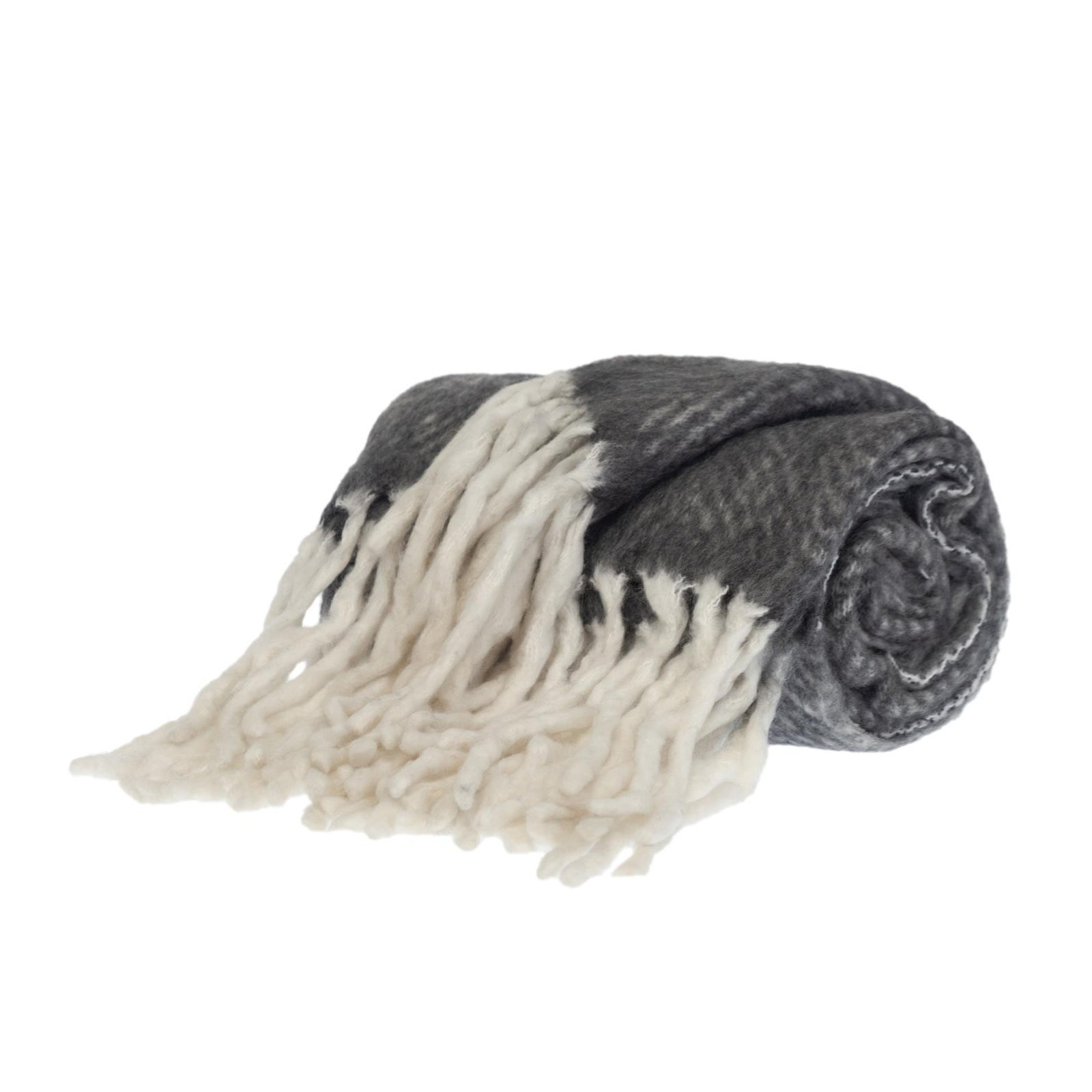 Ixia Wool Blend Knitted Throw Blanket, Black/White
