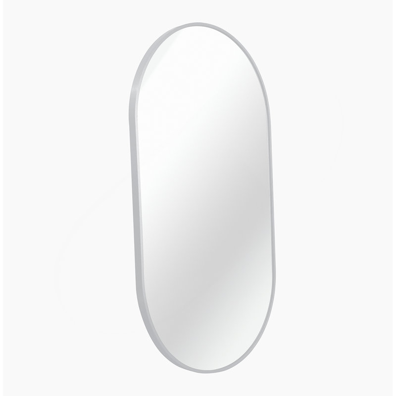 Silver 20 X 28 Inch Metal Oval  Mirror, Silver, 20" x 33"