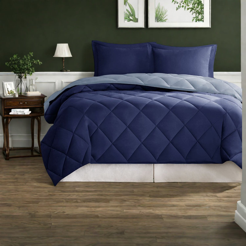 Ensemble de literie réversible, édredon en polyester, conception de courtepointe à motif de losanges moderne, chambre à coucher