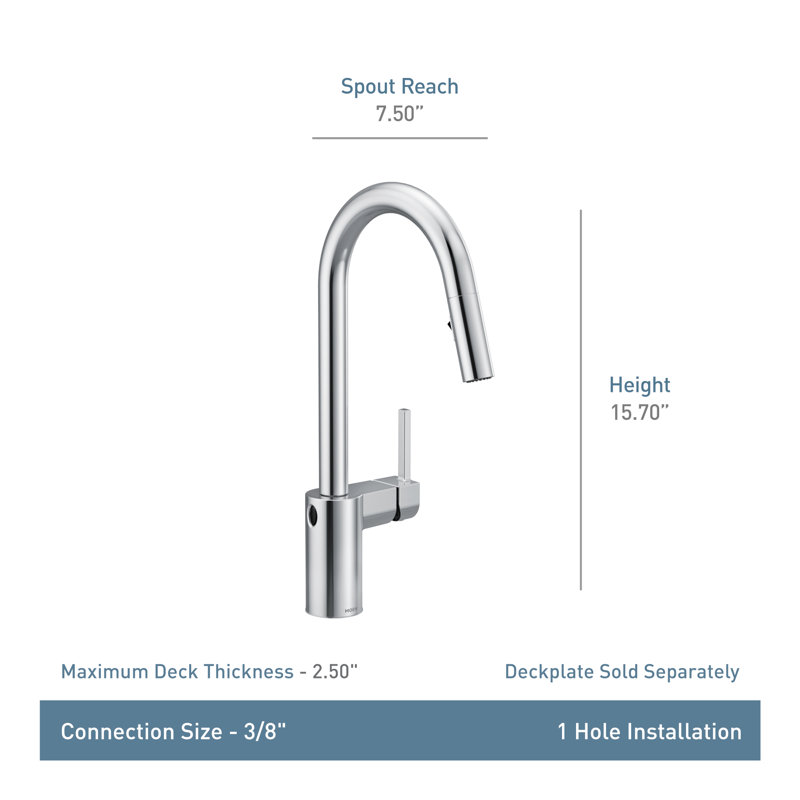Robinet de cuisine à poignée simple Moen Align MotionSense Wave avec technologie Power Clean