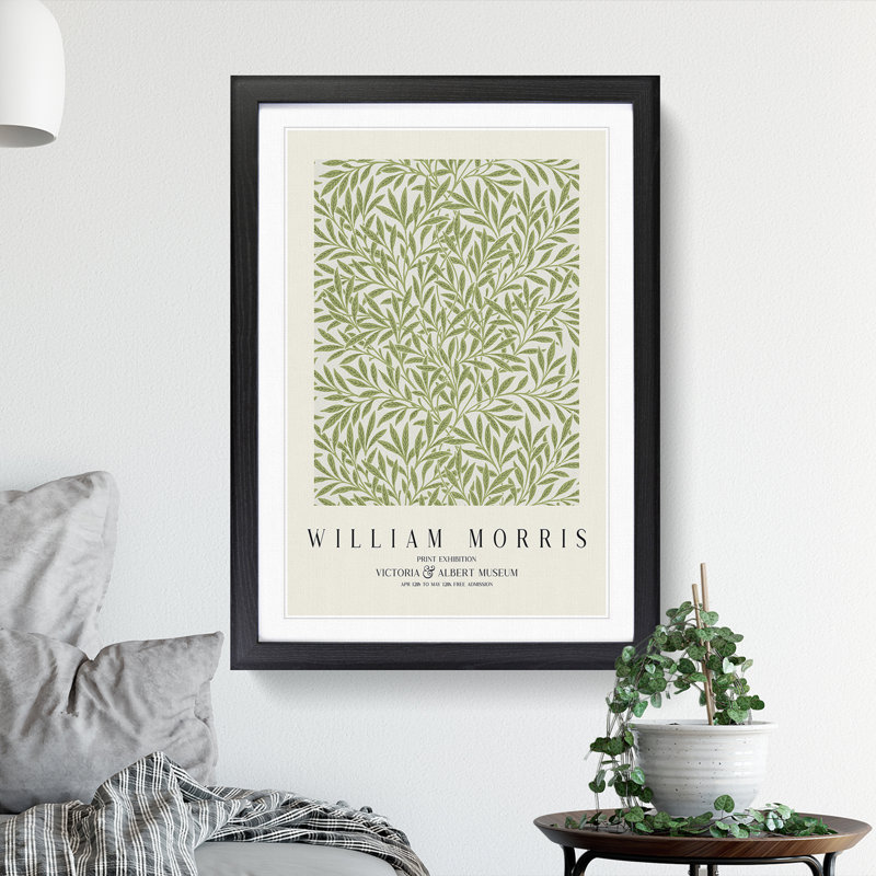 Willow Pattern Vol.1 Print by William Morris - Picture Frame Painting, 65cm H x 48cm W x 2cm D, Black