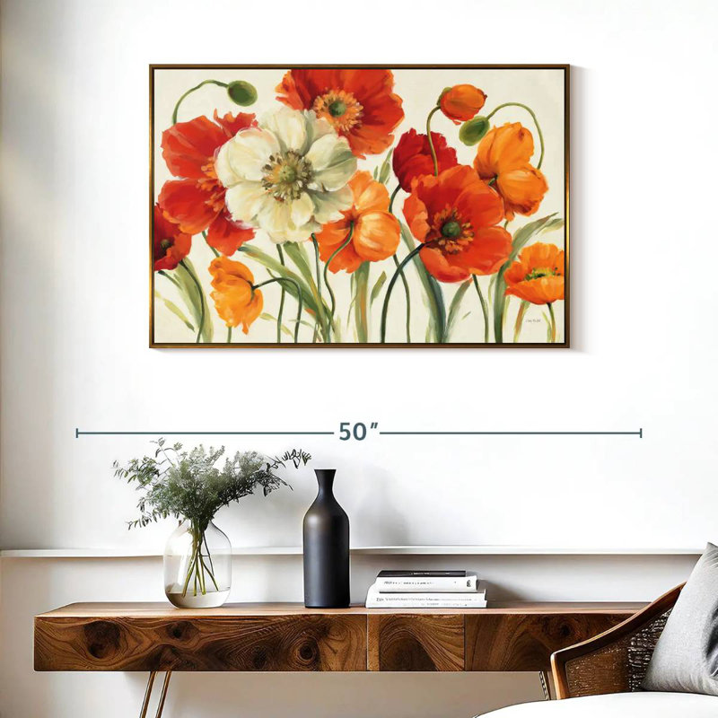 Mélodie des coquelicots, Cadre flottant doré, 37 po x 25 po