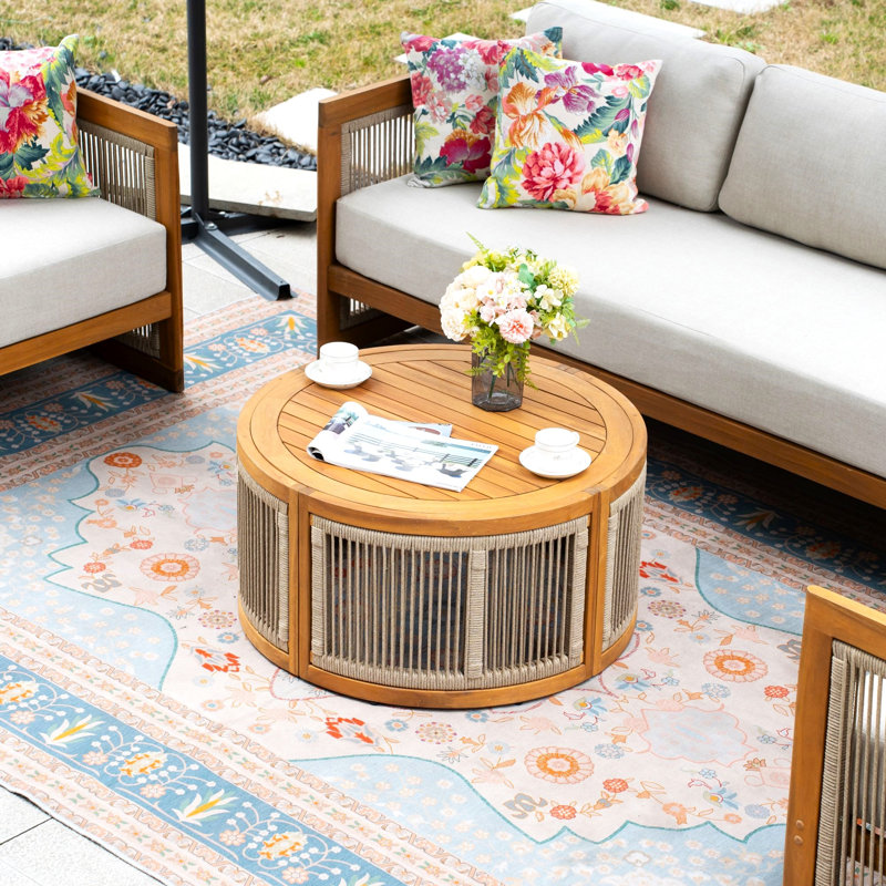 MIMO Outdoor Round Solid Wood Side Table, 80cm