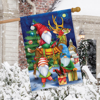Happy Holiday Gnomes House Flag