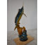 Poisson et tortue Marlin nageant dans l'océan, taille de bronze taille 20 po x 18 po x H 53 po