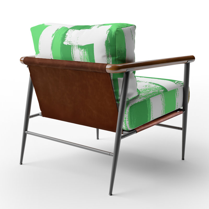 Fauteuil d'appoint rembourré Walt Crossing Paths II, Noir, Vert/blanc