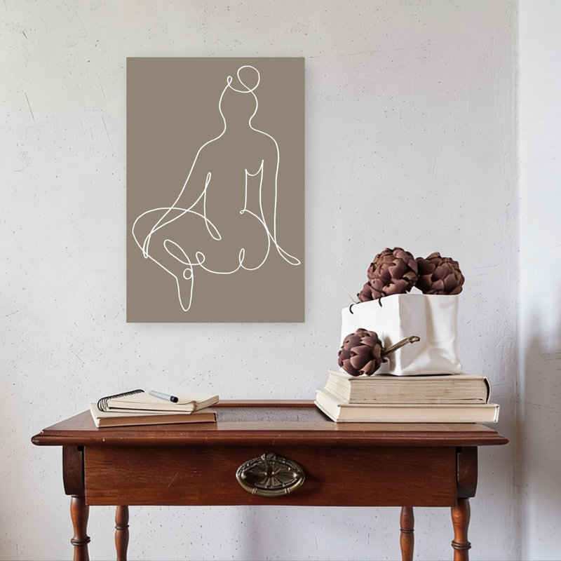 Serene Line Drawing Abstract Contemporary Delicate Wall Art Print 1 Piece Wrapped Canvas Wall Art, 60.96cm H x 40.64cm W