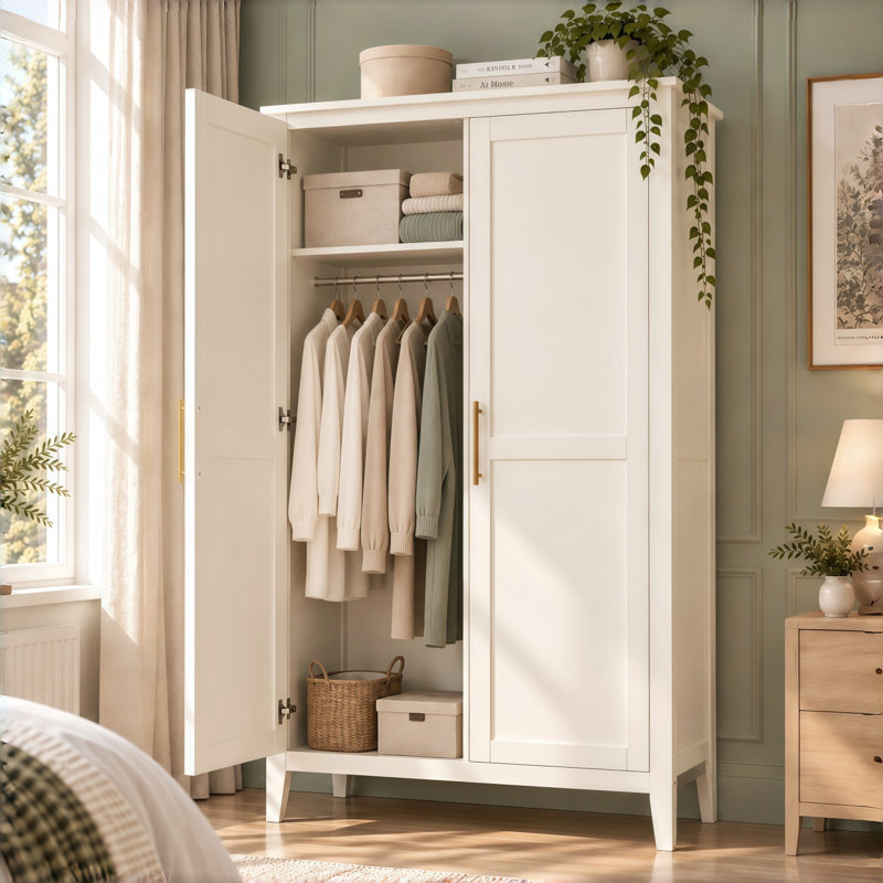 2 Door Wardrobe, White