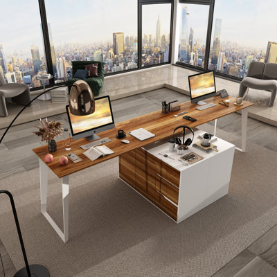 Lige 108"W 2 Person Computer Desk