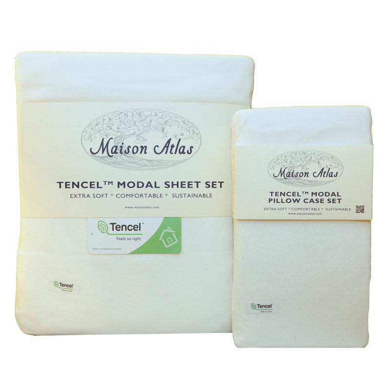 TENCEL Jersey Knit Solid Colour Sheet Set, Twin, White