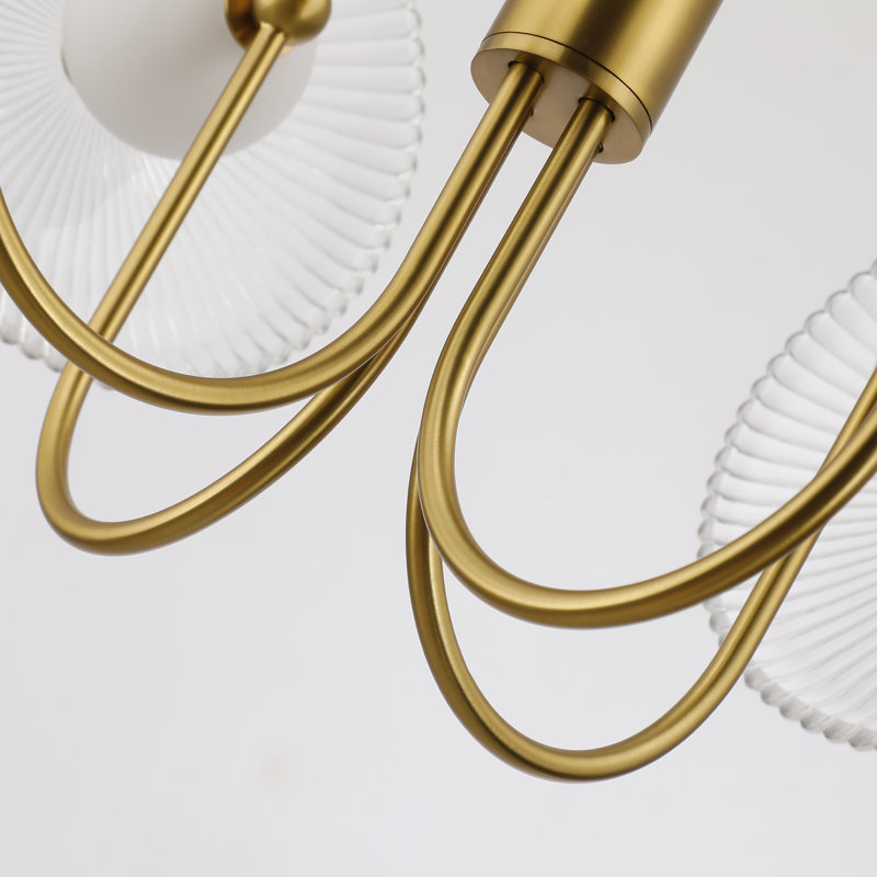 Luminaire suspendu 4 lumières DEL 4 lumières, Doré