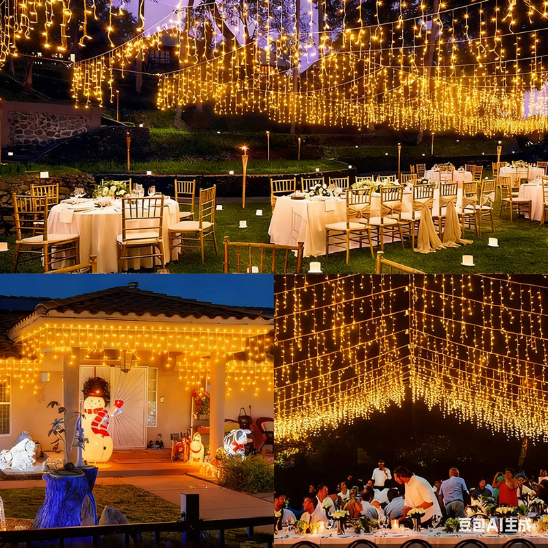 2000cm LED Solar Powered 800 - Bulb Cord String Light, Yellow