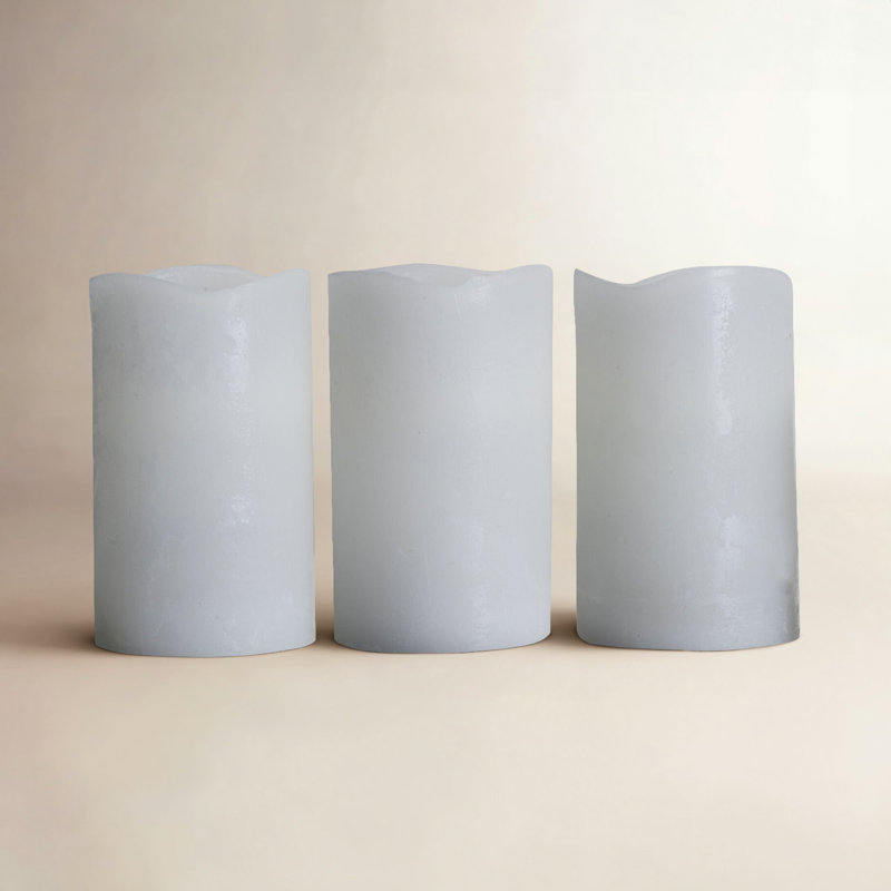 Wavy Top LED Unscented Wax Pillar LED Candles