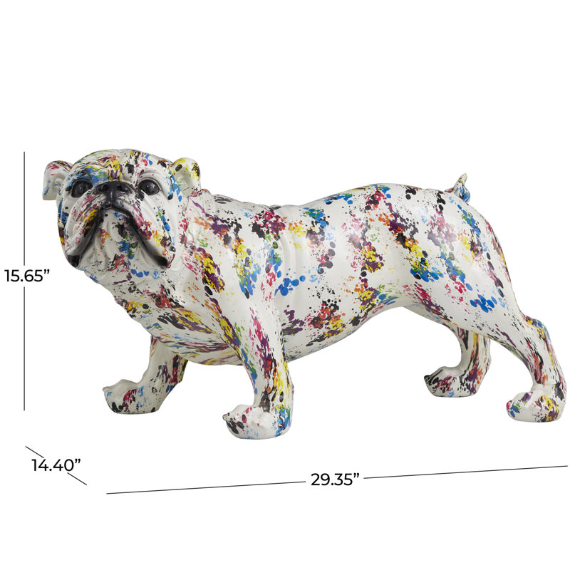Sculpture de chien en résine Novogratz, H 15,65 po x l 29,35 po x P 14,4 po, Blanc / bleu