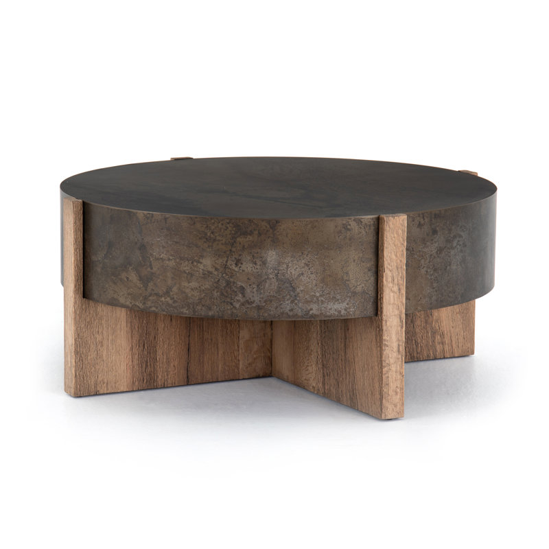 Bingham Coffee Table, Distressed Iron, 17.75"H x 41.5"W x 41.5"D