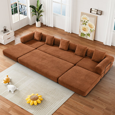 Boneless Convertible Sectional Sleeper Sofa Bed Modular Compression Couch With Removable Back And Arm
