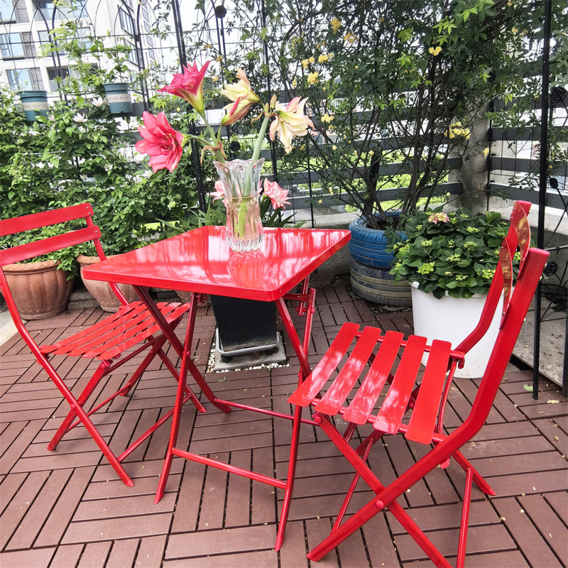 Ensemble bistro 3 pièces de table carrée pliable et chaises