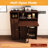 Folding Dining Table With Sideboard & Braking Function, Material, Walnut Color, Small Space Multifunctional Socket, Foldable For Saving,