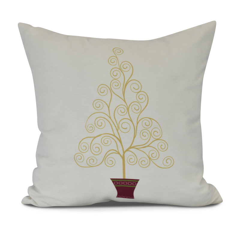 Holiday Essence Outdoor Reversible Throw Pillow, 16" H x 16" W, Off White