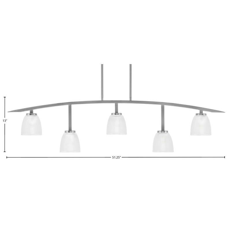 Barre d'éclairage 5 lumières kurve au fini graphite avec verre de 5 po, Transparent