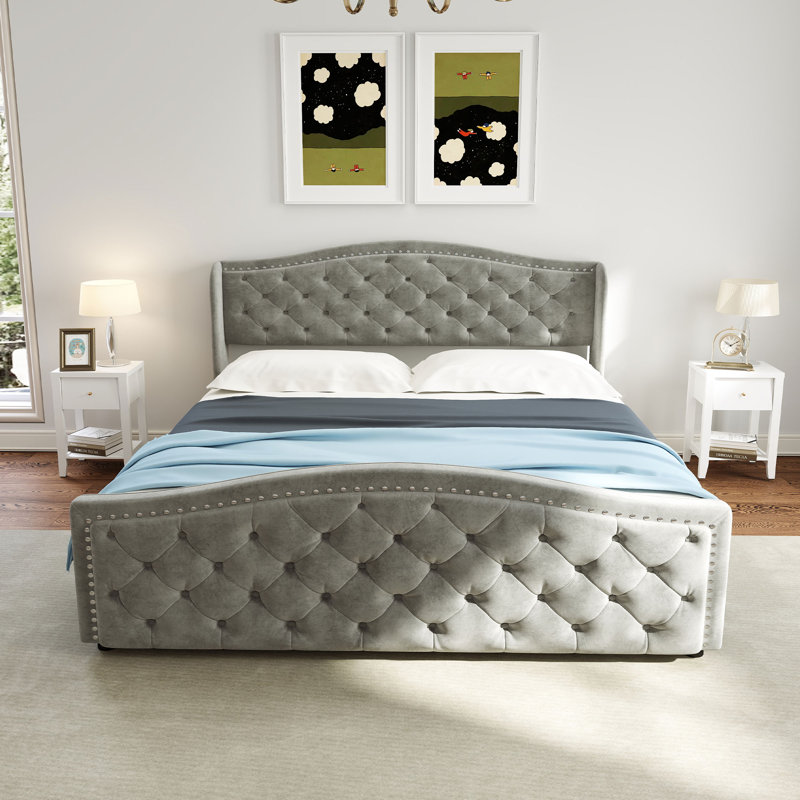 Ensemble de chambre à coucher 3 pièces Kinsly, Grand, Gris clair