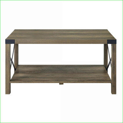 Table basse rustique en chêne avec tablette inférieure, surface de salon polyvalente pour boissons et amp; Décoration