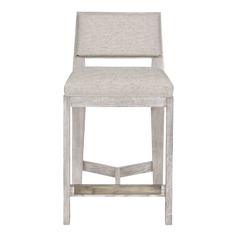 Thom Filicia Solid Wood 32.5" Bar Stool, Dove Gray, Impala Linen