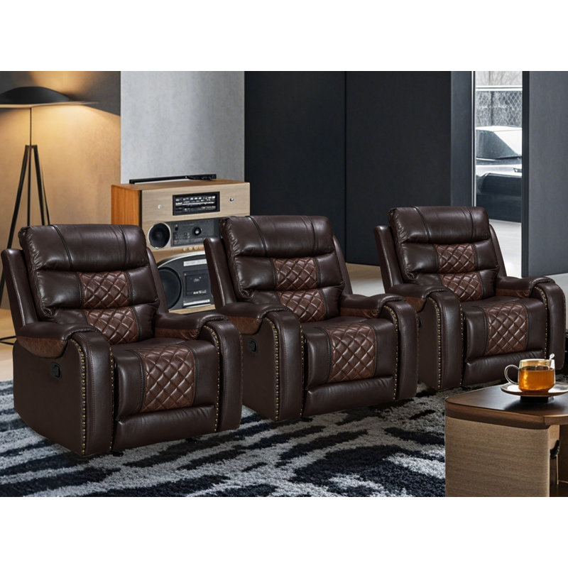 Fauteuil inclinable simple en cuir Ambridge Air, Noir / brun