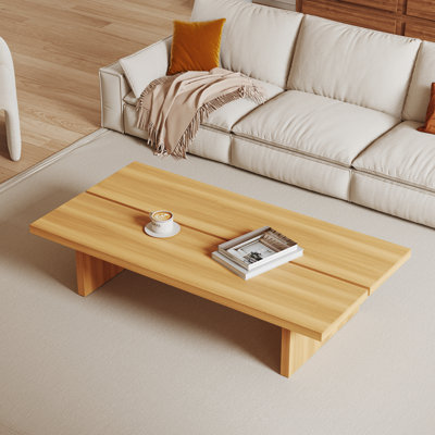 Table basse rectangulaire moderne 55,1 po, jolie texture de bois
