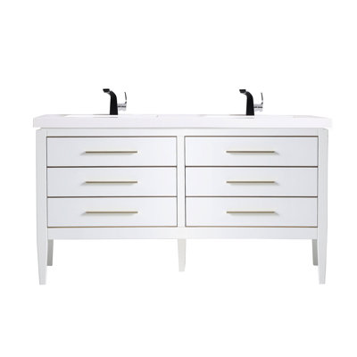 Meuble-lavabo double 61 po avec plateau en résine Alonsa