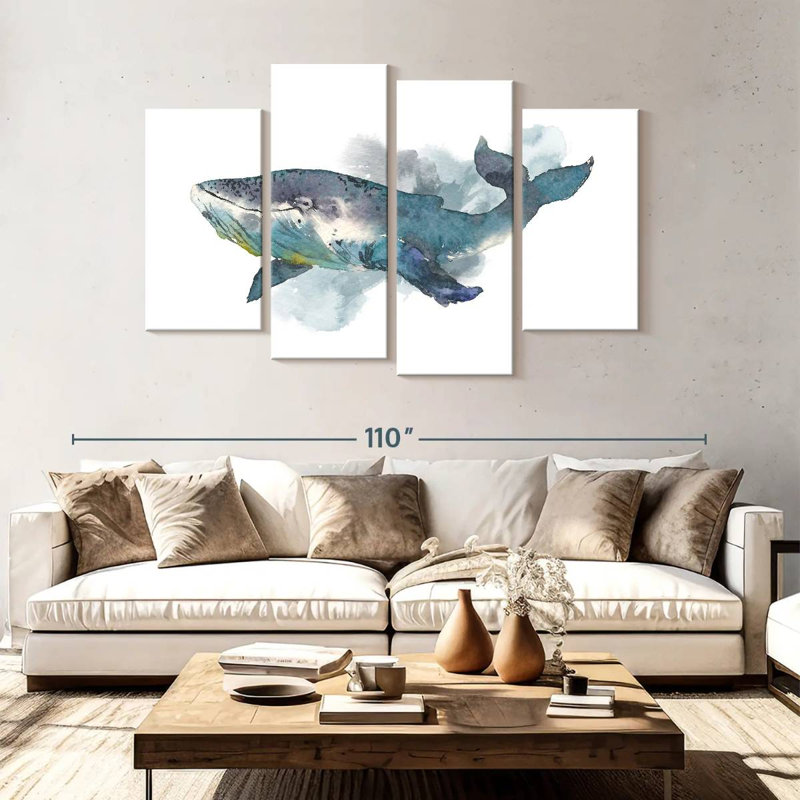 Ronce de baleine à l'aquarelle, H 54 po x l 84 po