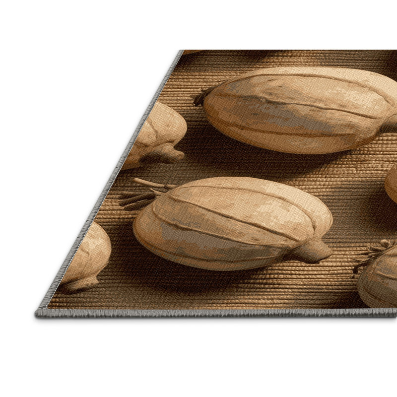 Washable Jicama Vegetables Area Rug, Round 4'
