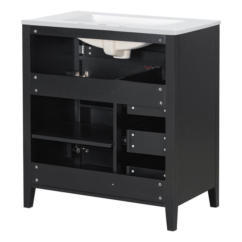 Meuble-lavabo compact et moderne, Doré, Noir