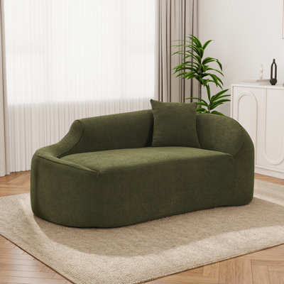 Upholstered Chaise Lounge Chair Indoor With Pillow Chenille Chaise Lounge Fluffy Reading Chairs For Office Living Room Bedroom Relaxing
