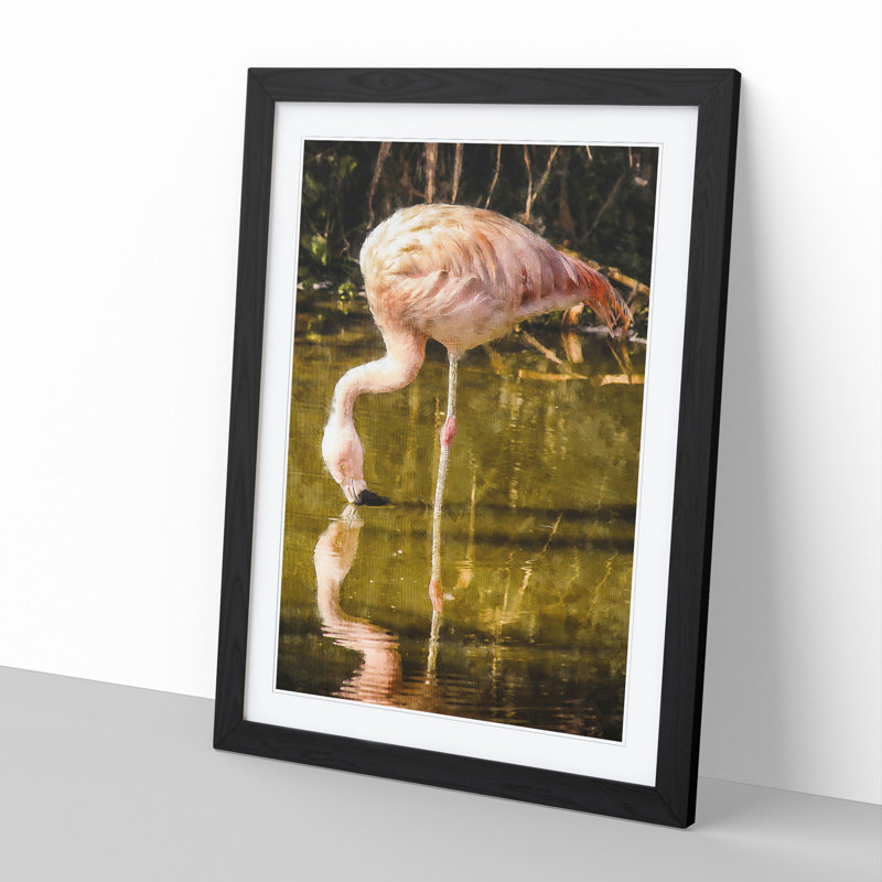 Pink Flamingo Vol.2 - Framed Print, 36cm H x 27cm W x 2cm D, Black Framed