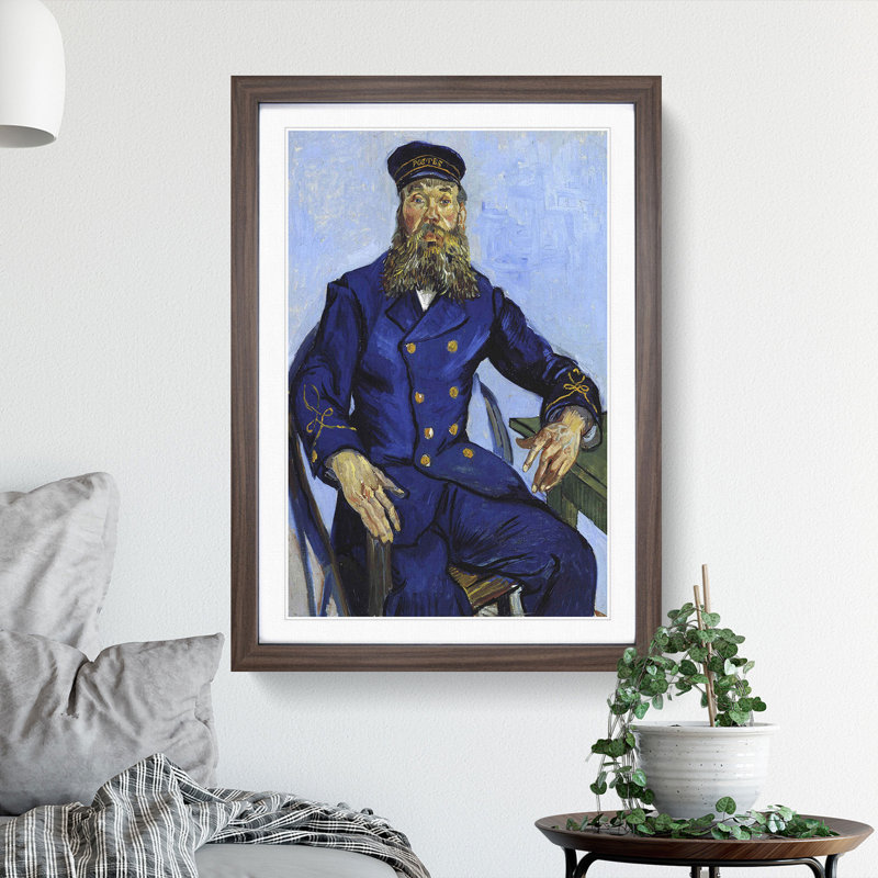 The Postman Joseph Roulin by Vincent Van Gogh - Picture Frame Painting, 48cm H x 36cm W x 2cm D, Walnut Framed